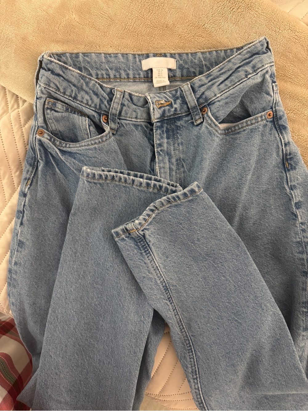 H&M Light Blue High-Rise Straight Leg Jeans